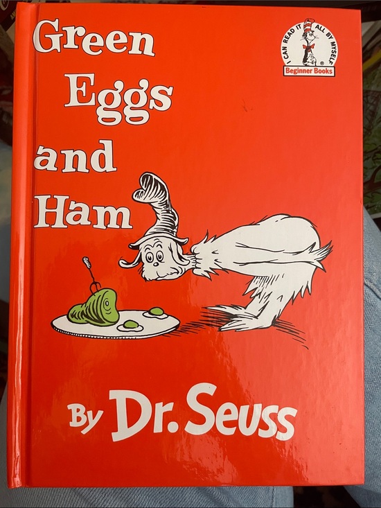 Dr. Seuss Other - Dr. Seuss Red Cover with White and Green Illustration - Green Eggs and Ham